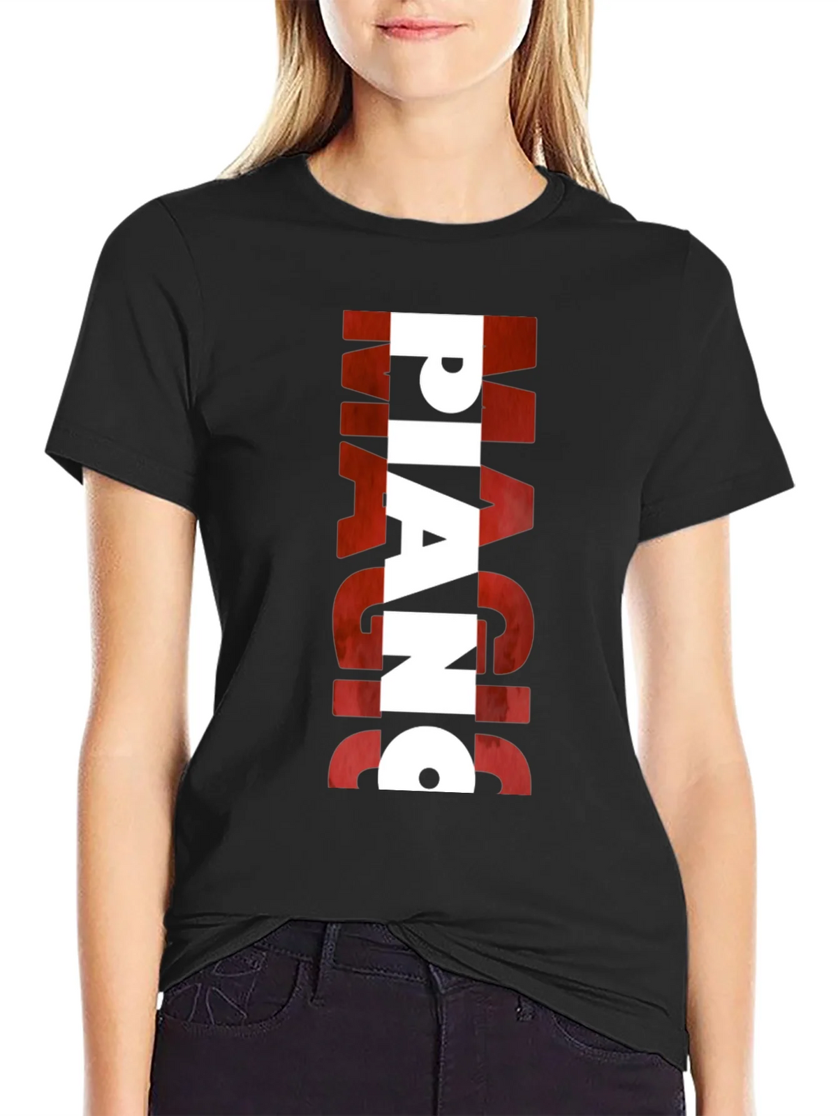 Magic Piano Mens Black Graphic T-Shirt product image 5