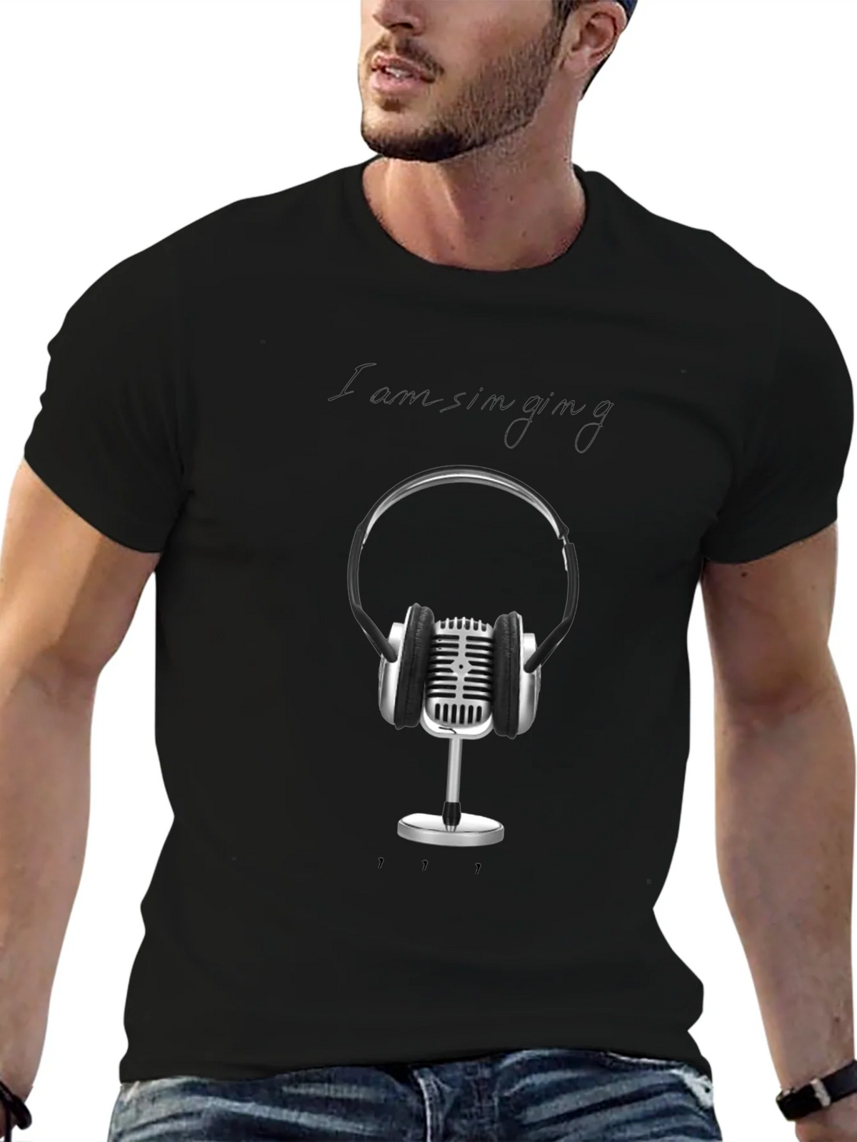 Retro Microphone & Headphones Graphic Tee - Black product image 9