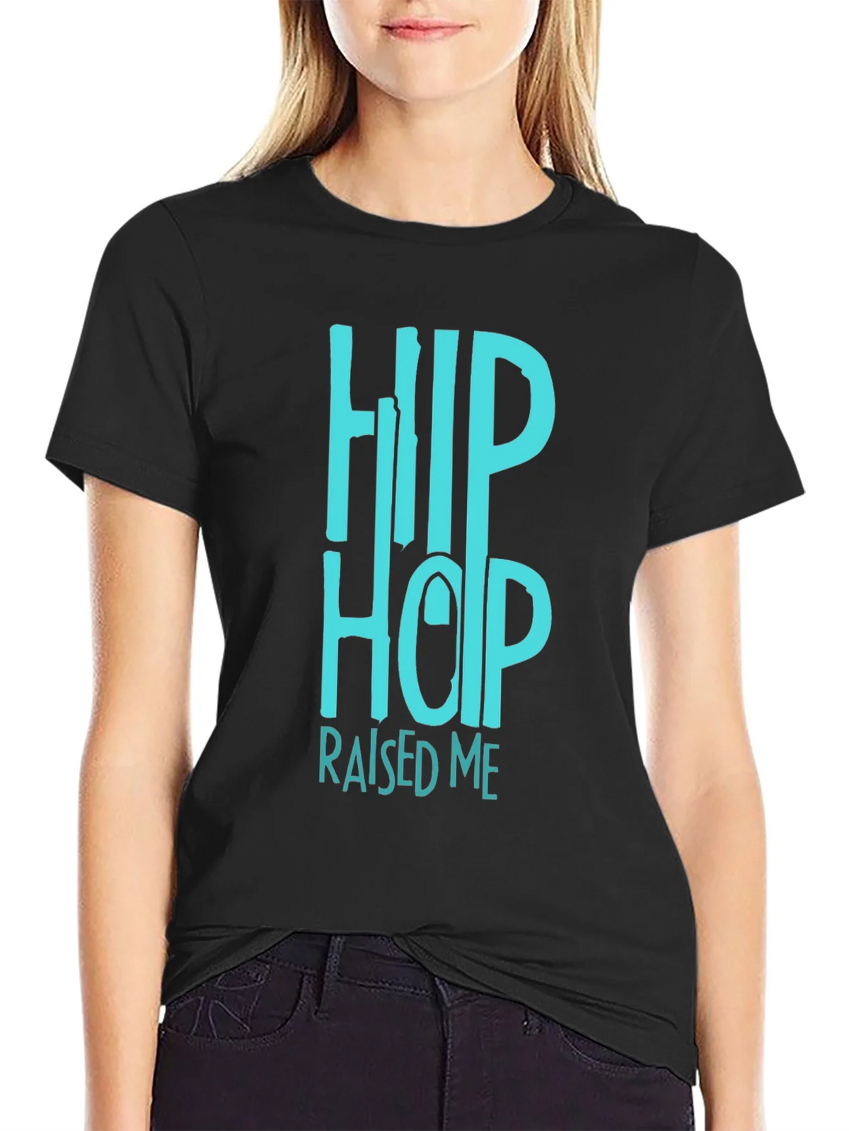 Hip Hop Raised Me Graphic Tee - Black Casual T-Shirt product image 5