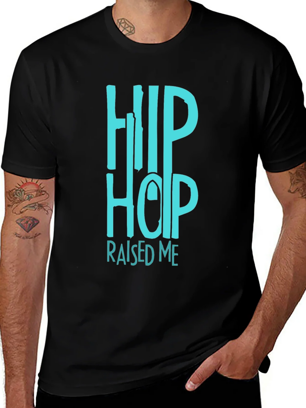 Hip Hop Raised Me Graphic Tee - Black Casual T-Shirt product image 1