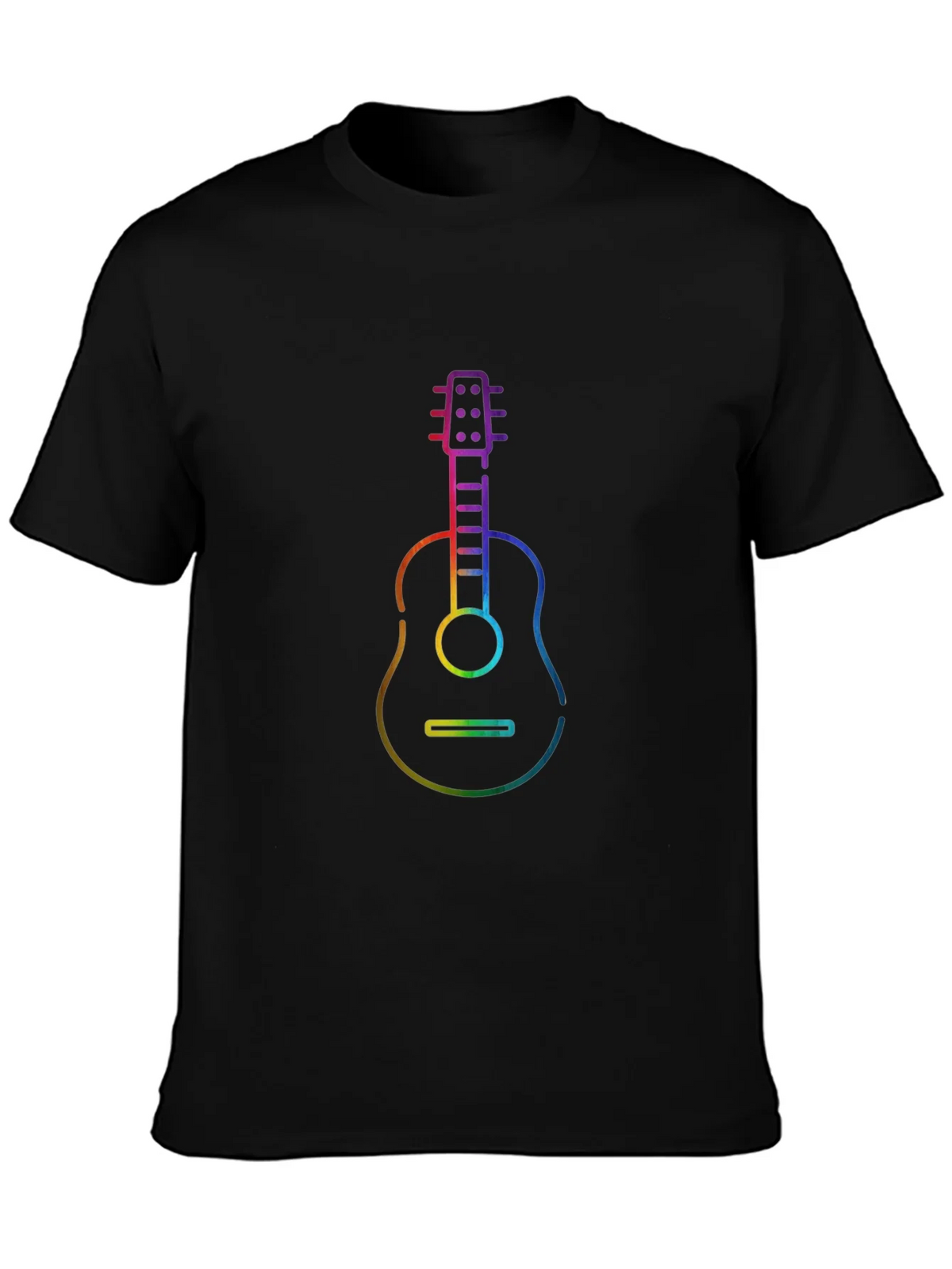 Rainbow Guitar Graphic Black T-Shirt product image 6