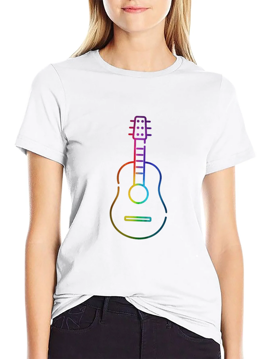 Rainbow Guitar Graphic Black T-Shirt product image 11