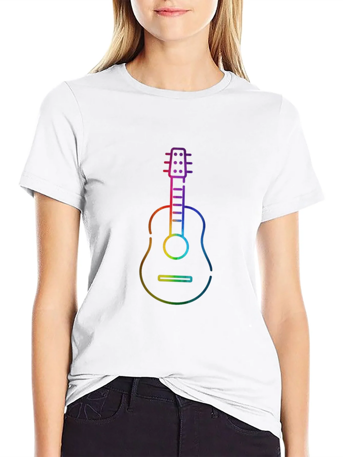 Rainbow Guitar Graphic Black T-Shirt product image 11