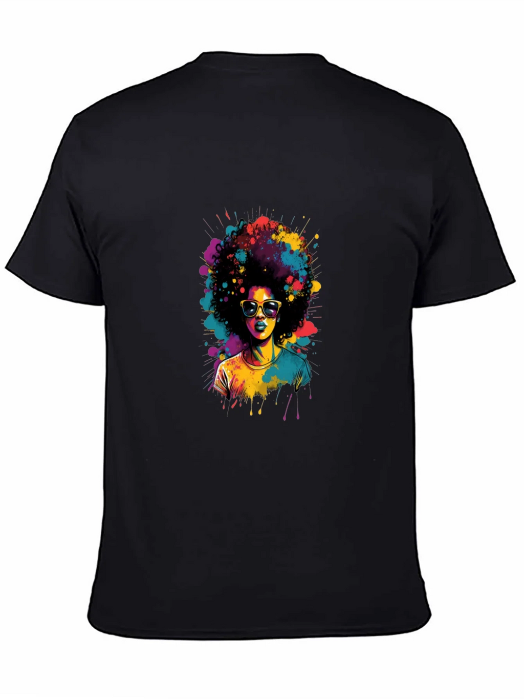 Colorful Afro Woman Graphic Tee - Black T-Shirt product image 7