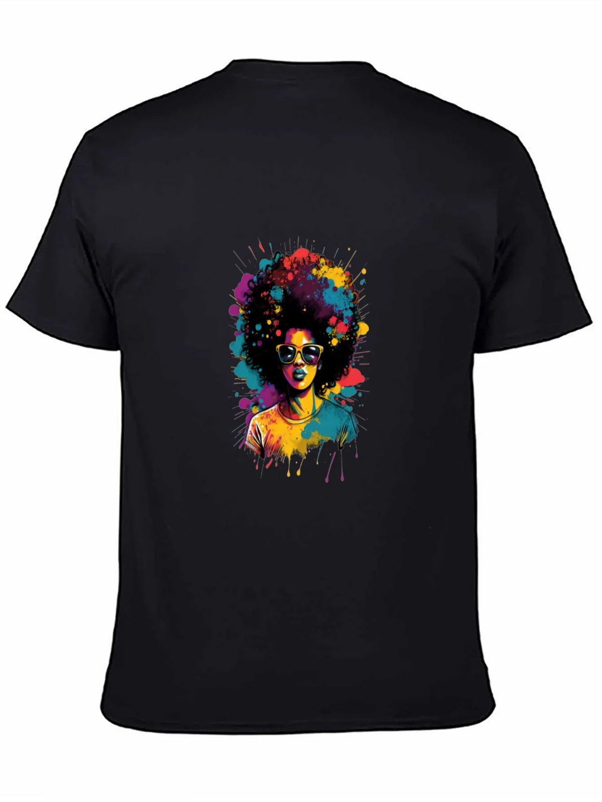 Colorful Afro Woman Graphic Tee - Black T-Shirt product image 7