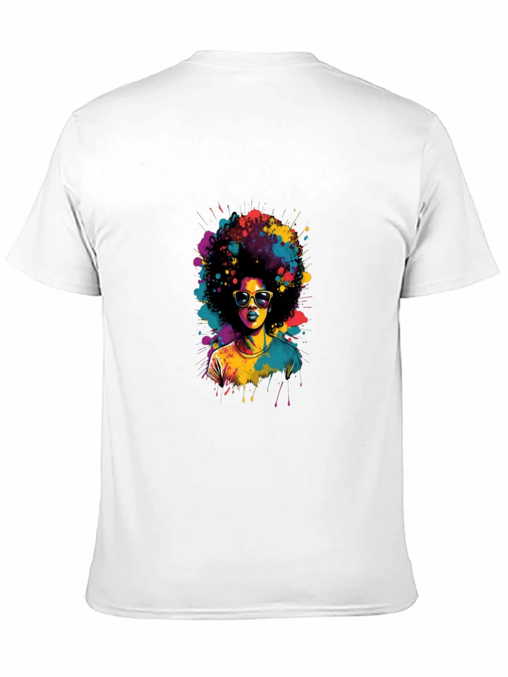 Colorful Afro Woman Graphic Tee - Black T-Shirt product image 2