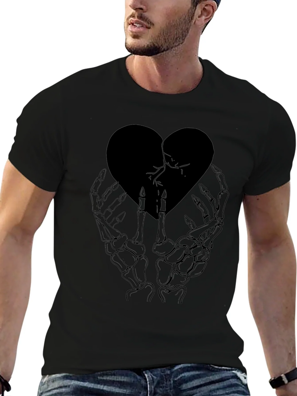 Broken Heart Skeleton Hand Graphic Tee product image 9