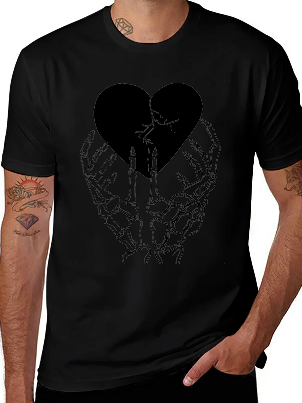 Broken Heart Skeleton Hand Graphic Tee product image 1