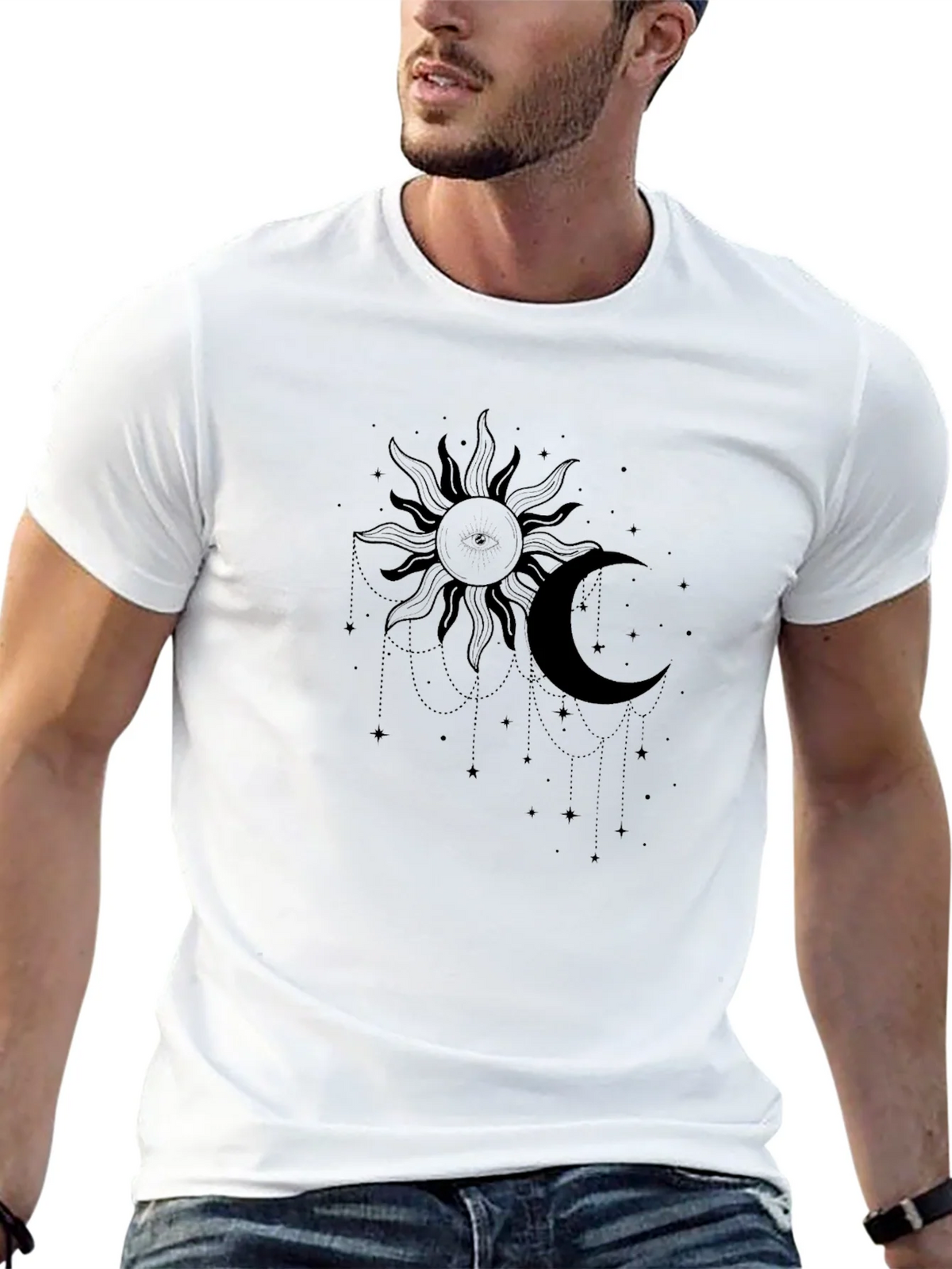 Celestial Sun and Moon Graphic Tee - Black product image 4