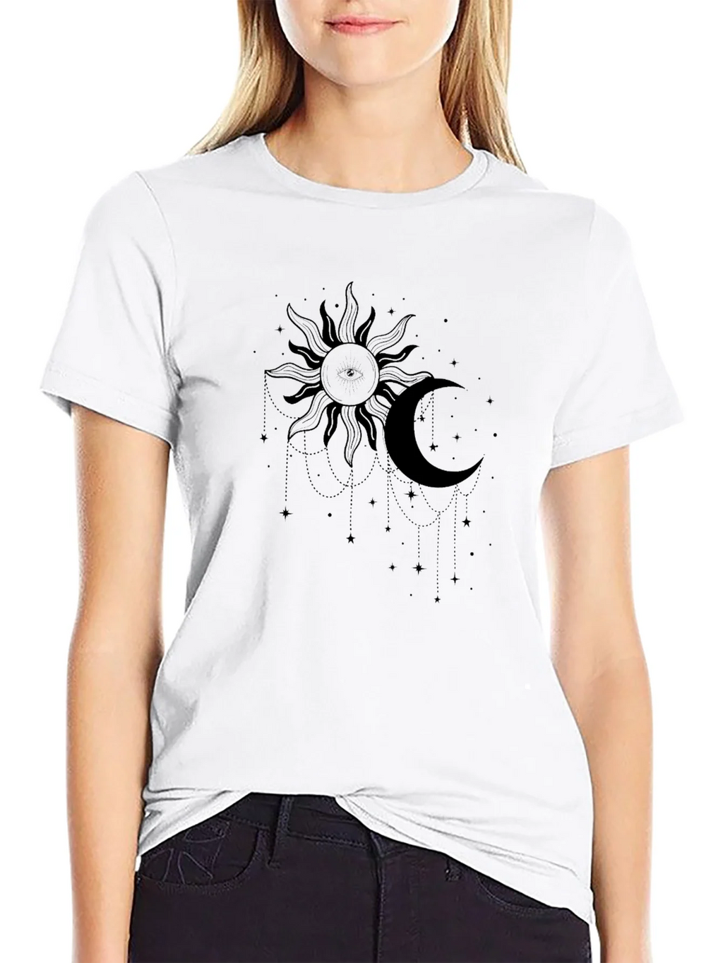 Celestial Sun and Moon Graphic Tee - Black product image 11