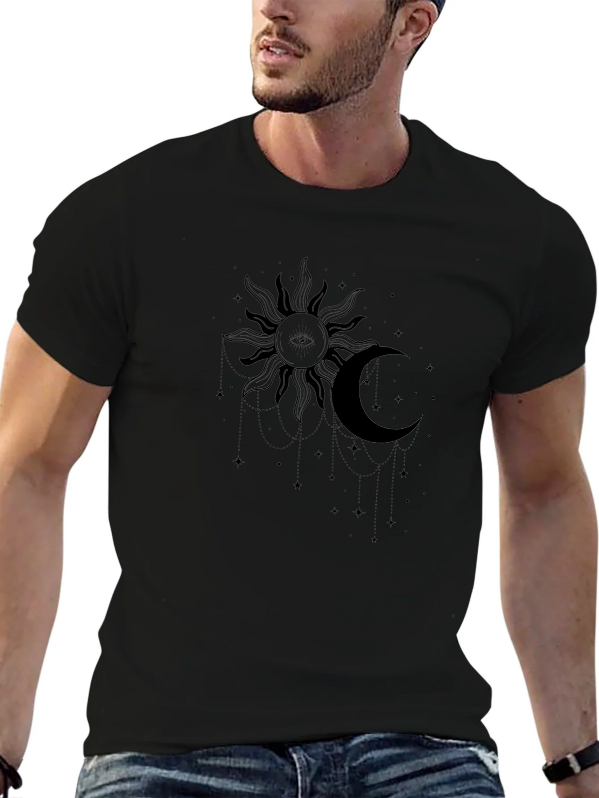 Celestial Sun and Moon Graphic Tee - Black product image 9