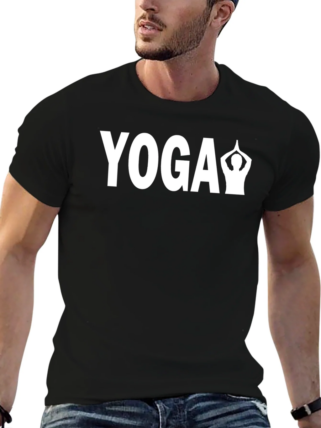 Yoga Pose Graphic Tee - Black Cotton Blend product image 9