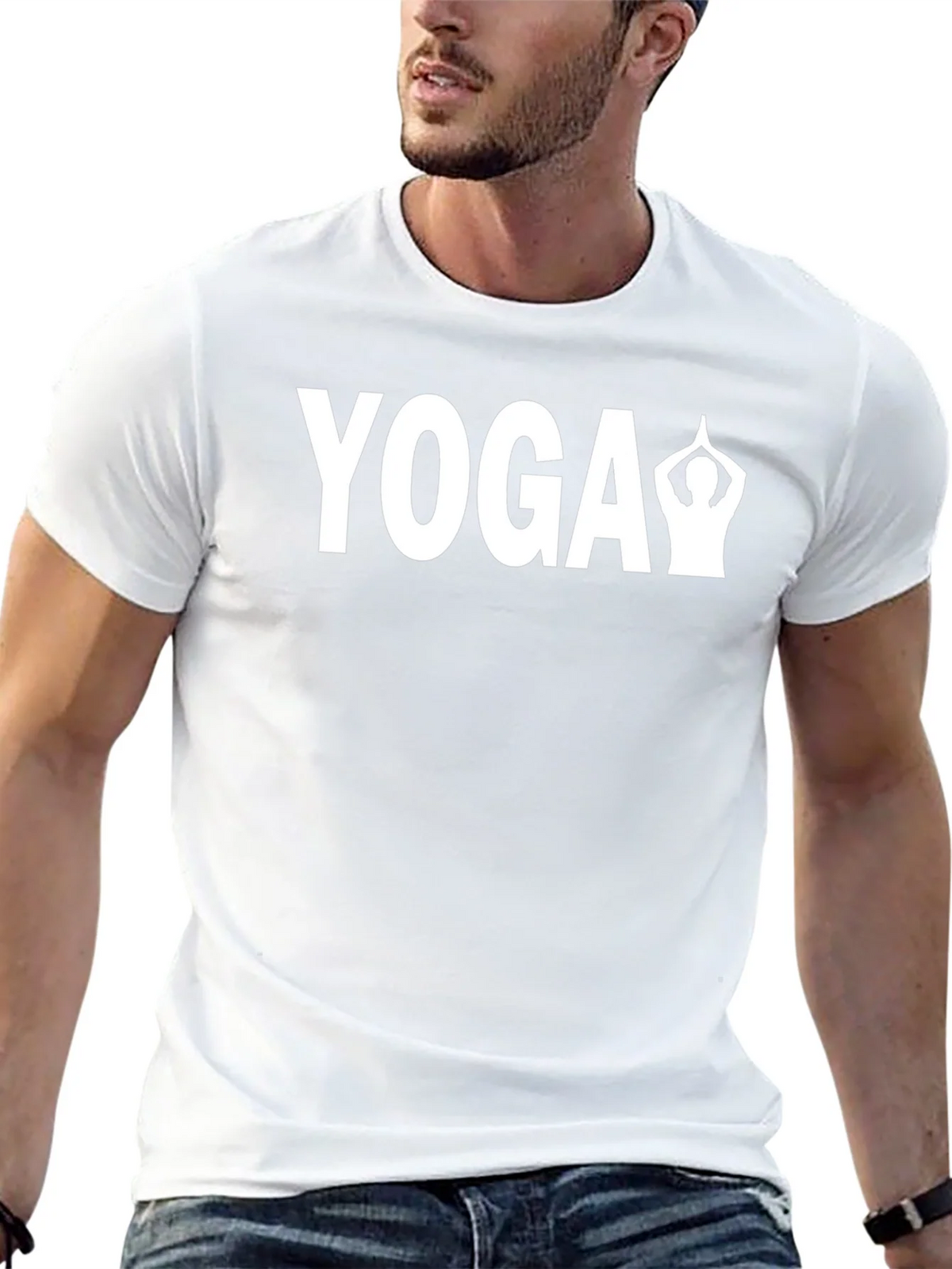 Yoga Pose Graphic Tee - Black Cotton Blend product image 4