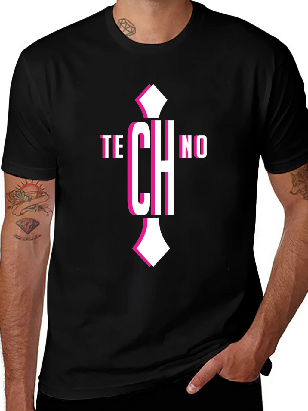 Techno Graphic Tee - Mens Short Sleeve Crew Neck Black product image 1