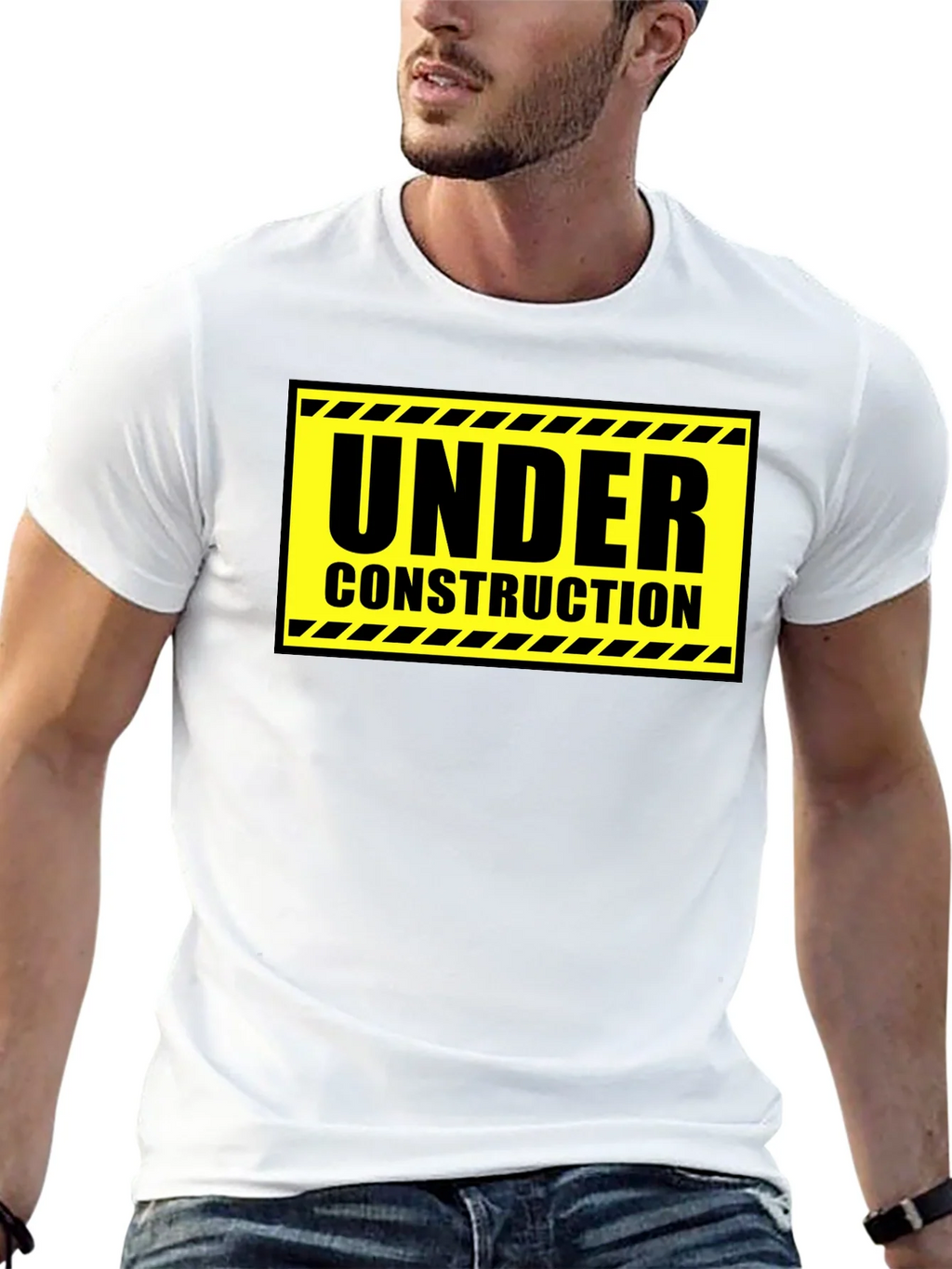 Under Construction Graphic Tee - Black Cotton Crew Neck product image 4