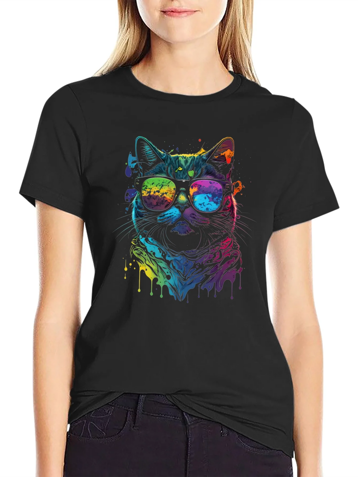 Cool Cat Tee - Vibrant Rainbow Graphic product image 5
