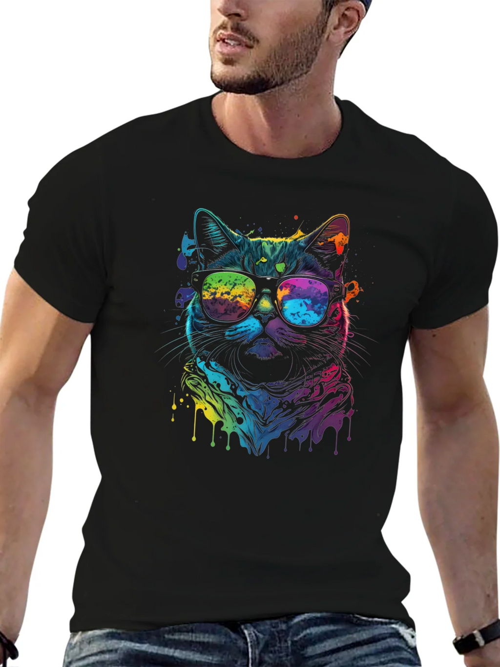 Cool Cat Tee - Vibrant Rainbow Graphic product image 9