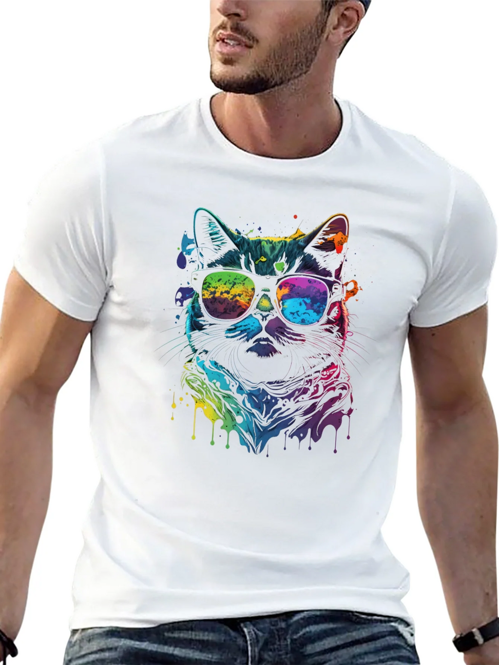Cool Cat Tee - Vibrant Rainbow Graphic product image 4