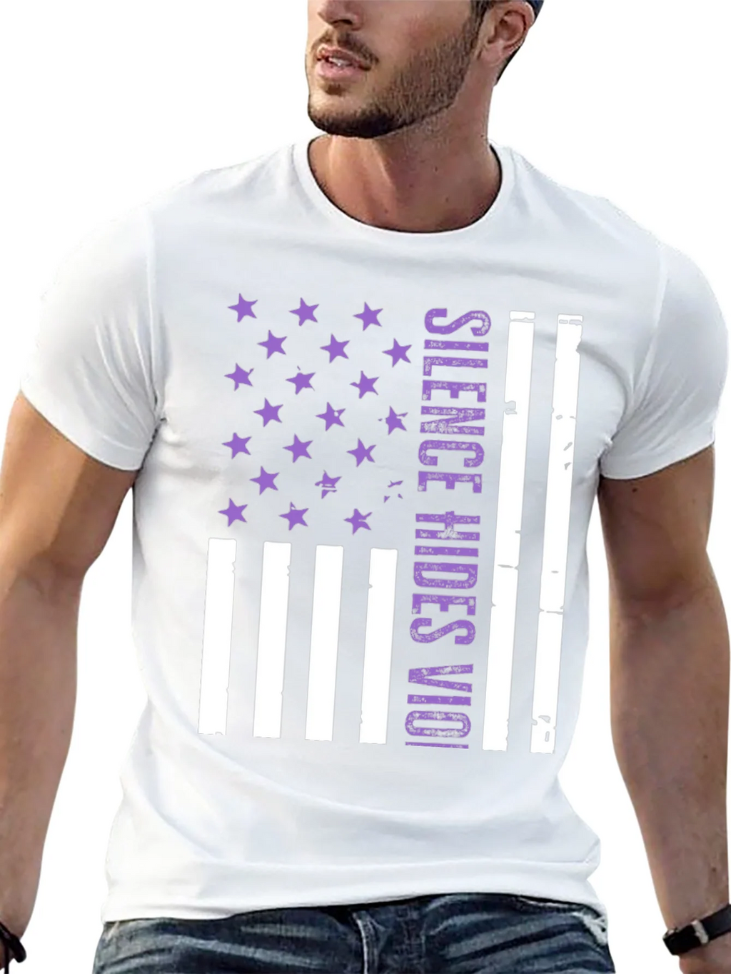 Silence Hides Violence USA Flag Graphic Tee product image 4