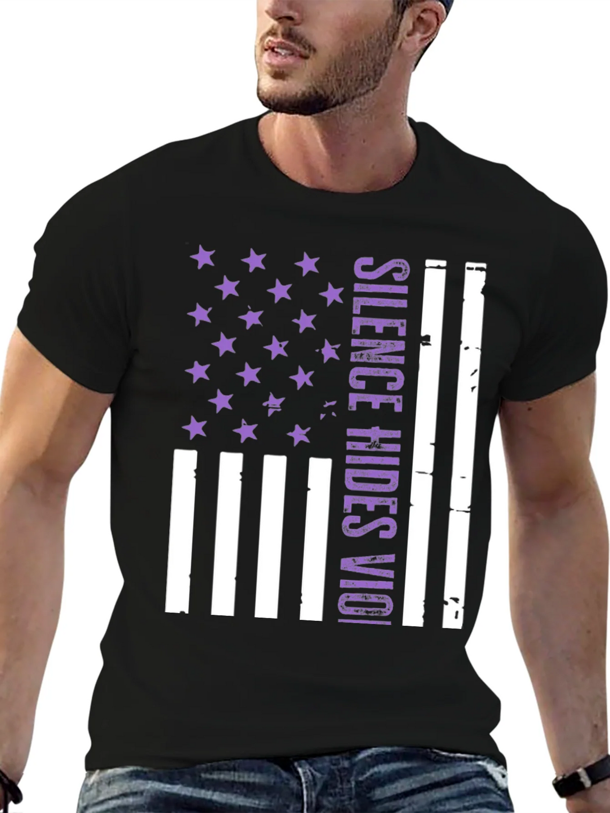 Silence Hides Violence USA Flag Graphic Tee product image 9