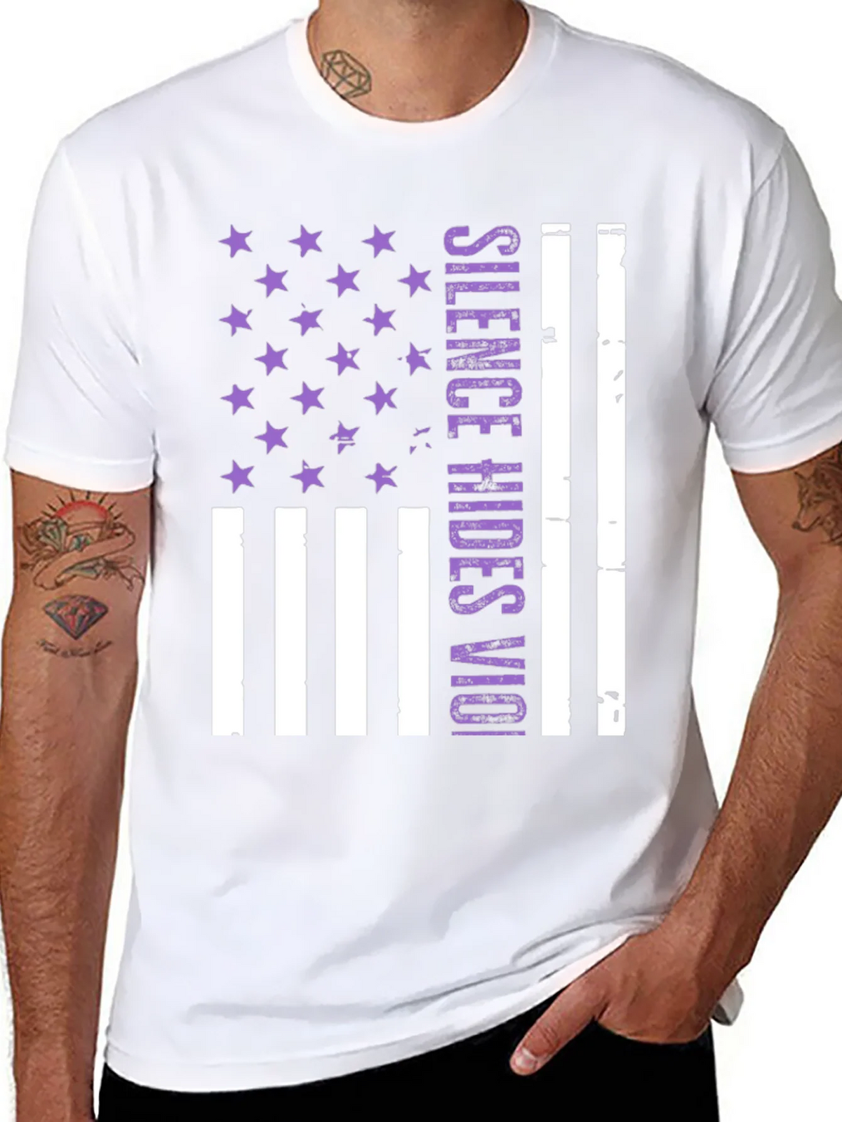 Silence Hides Violence USA Flag Graphic Tee product image 10
