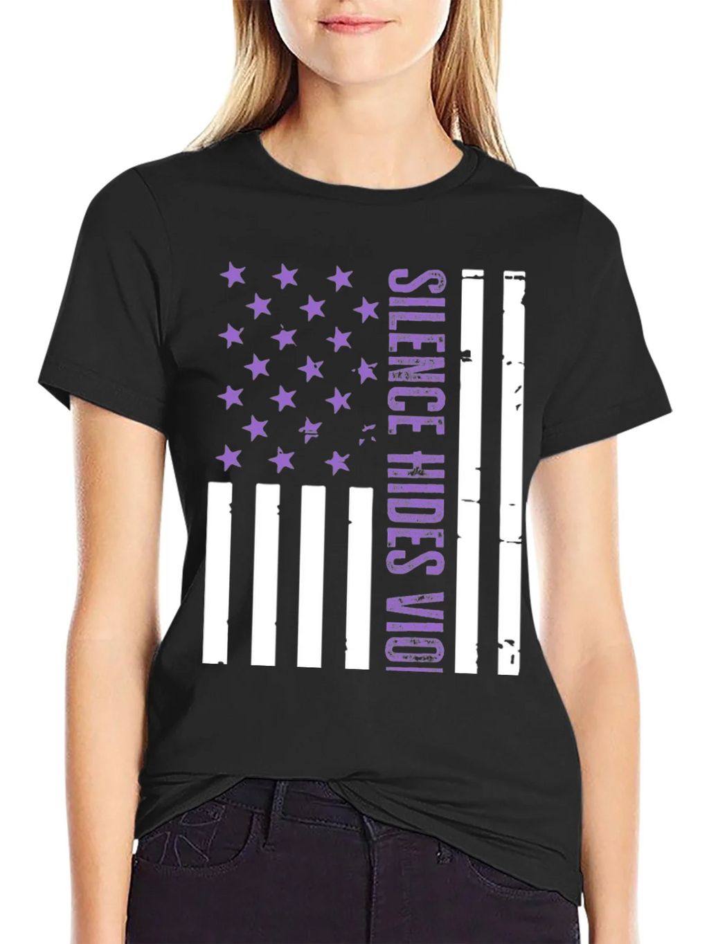 Silence Hides Violence USA Flag Graphic Tee product image 5