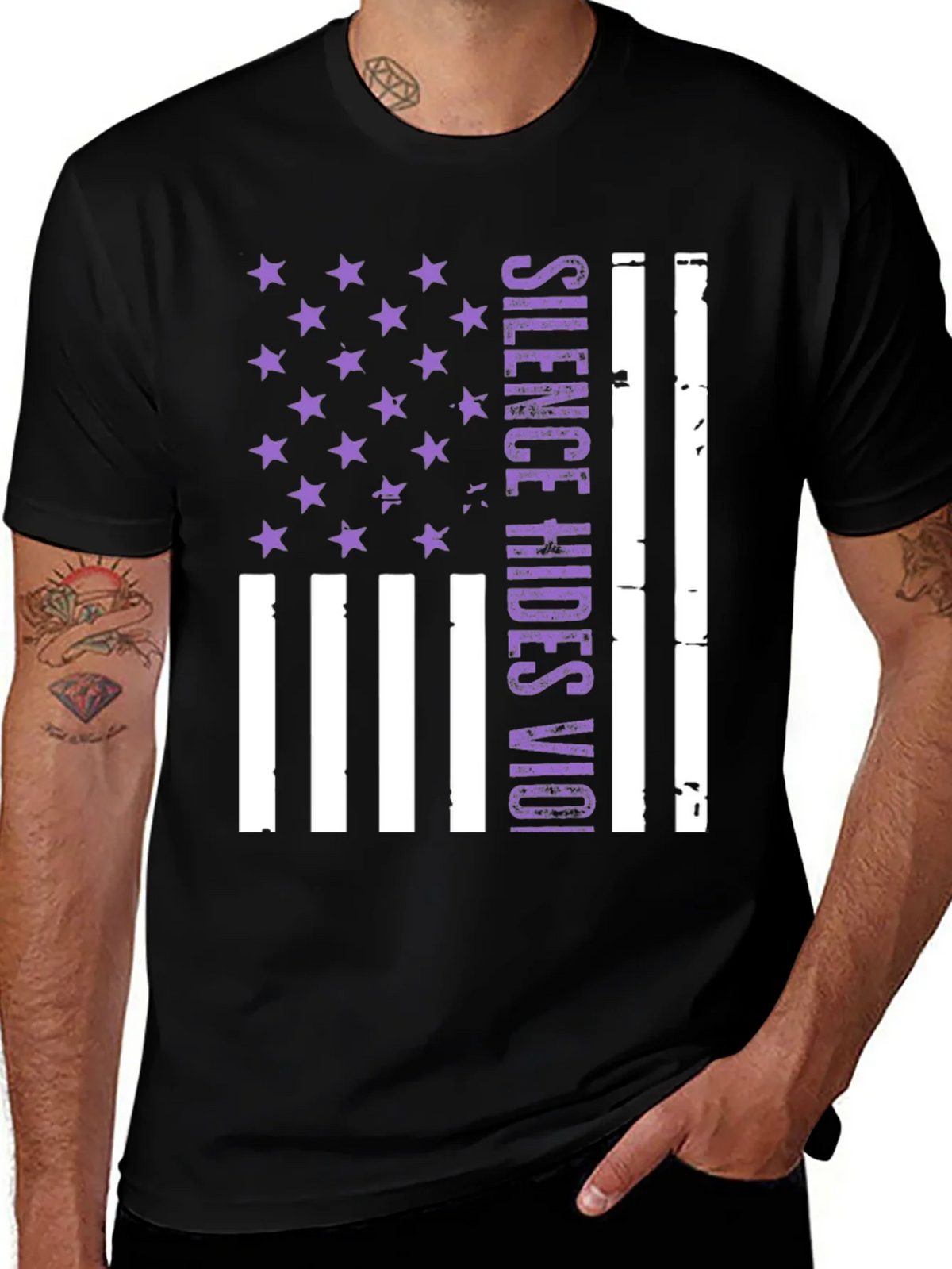 Silence Hides Violence USA Flag Graphic Tee product image 1