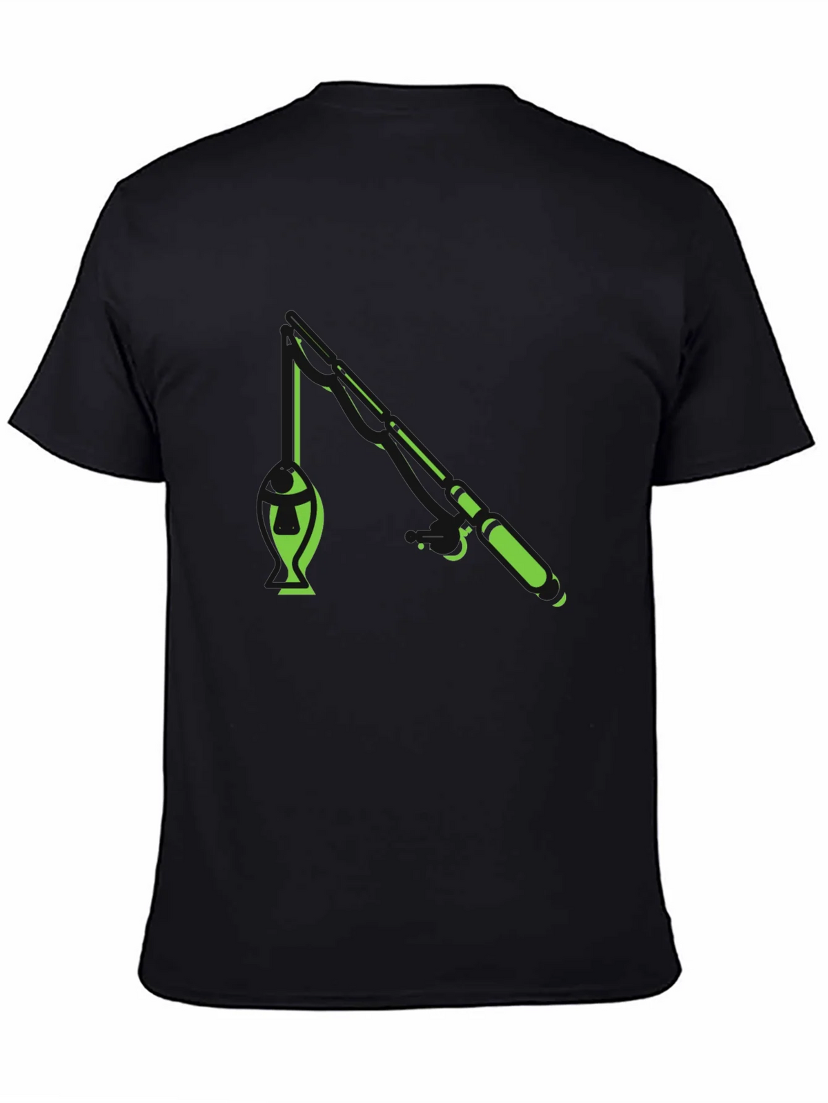 Fishing Graphic T-Shirt - Black Cotton Blend Tee product image 7