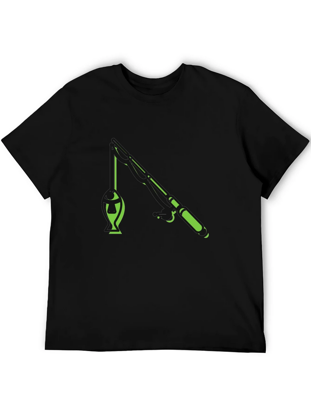 Fishing Graphic T-Shirt - Black Cotton Blend Tee product image 8