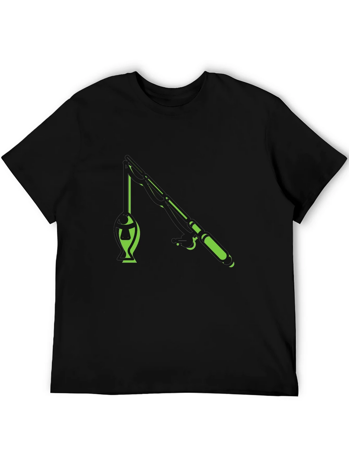Fishing Graphic T-Shirt - Black Cotton Blend Tee product image 8