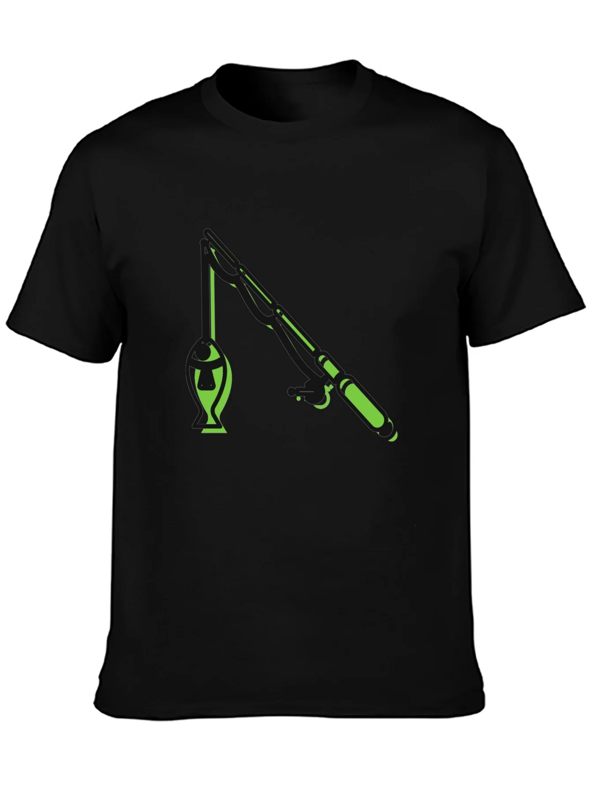 Fishing Graphic T-Shirt - Black Cotton Blend Tee product image 6