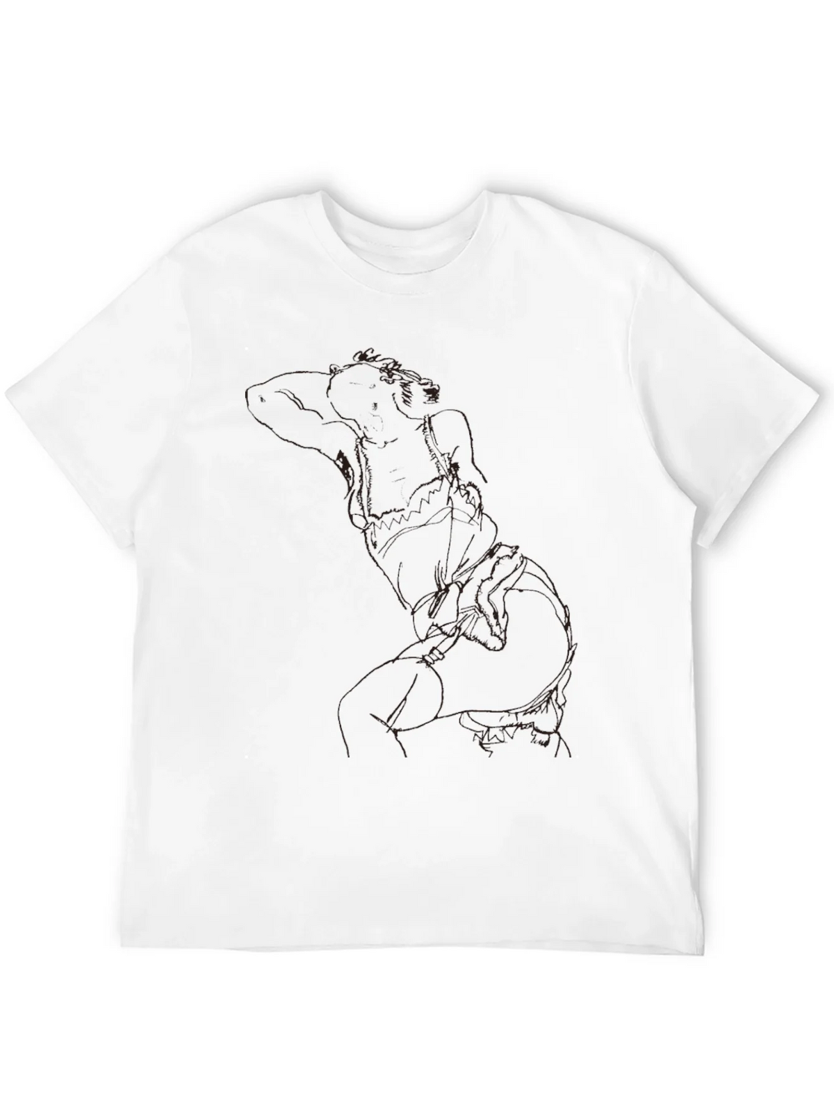 Modern Abstract Line Art Graphic Black T-Shirt product image 3
