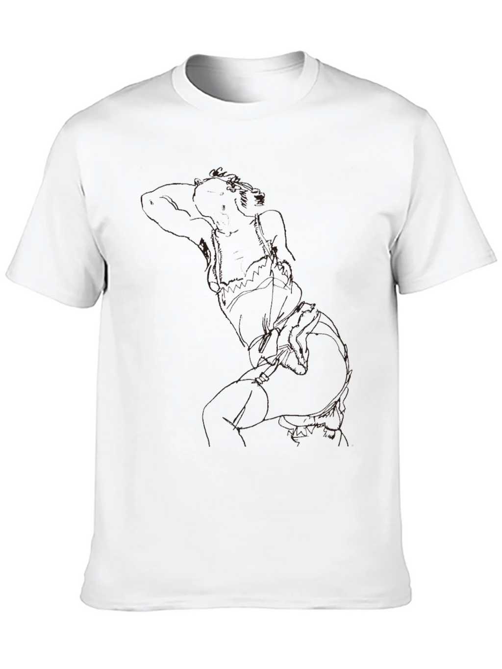 Modern Abstract Line Art Graphic Black T-Shirt product image 12