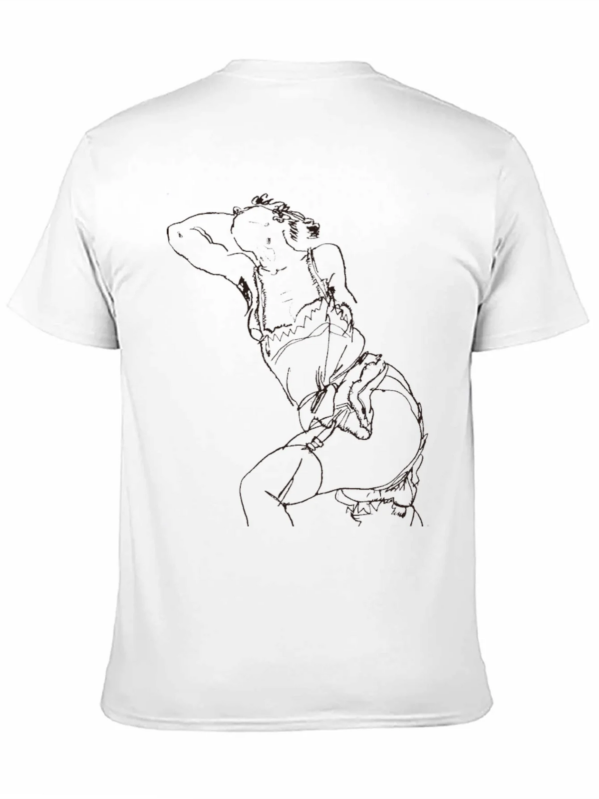 Modern Abstract Line Art Graphic Black T-Shirt product image 2