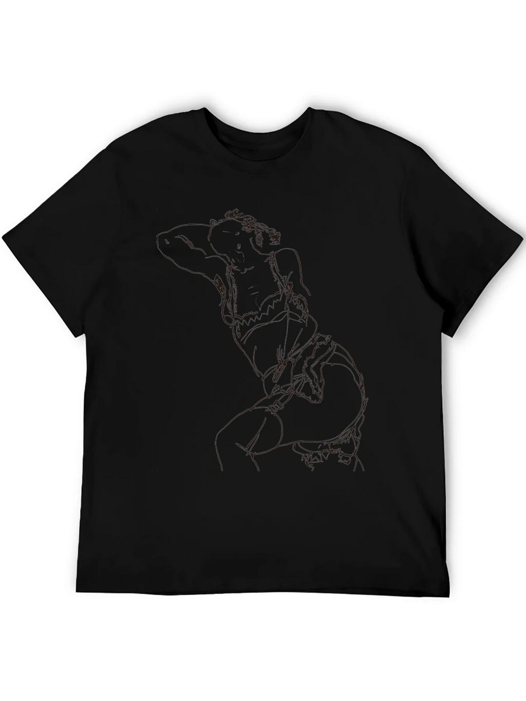 Modern Abstract Line Art Graphic Black T-Shirt product image 8