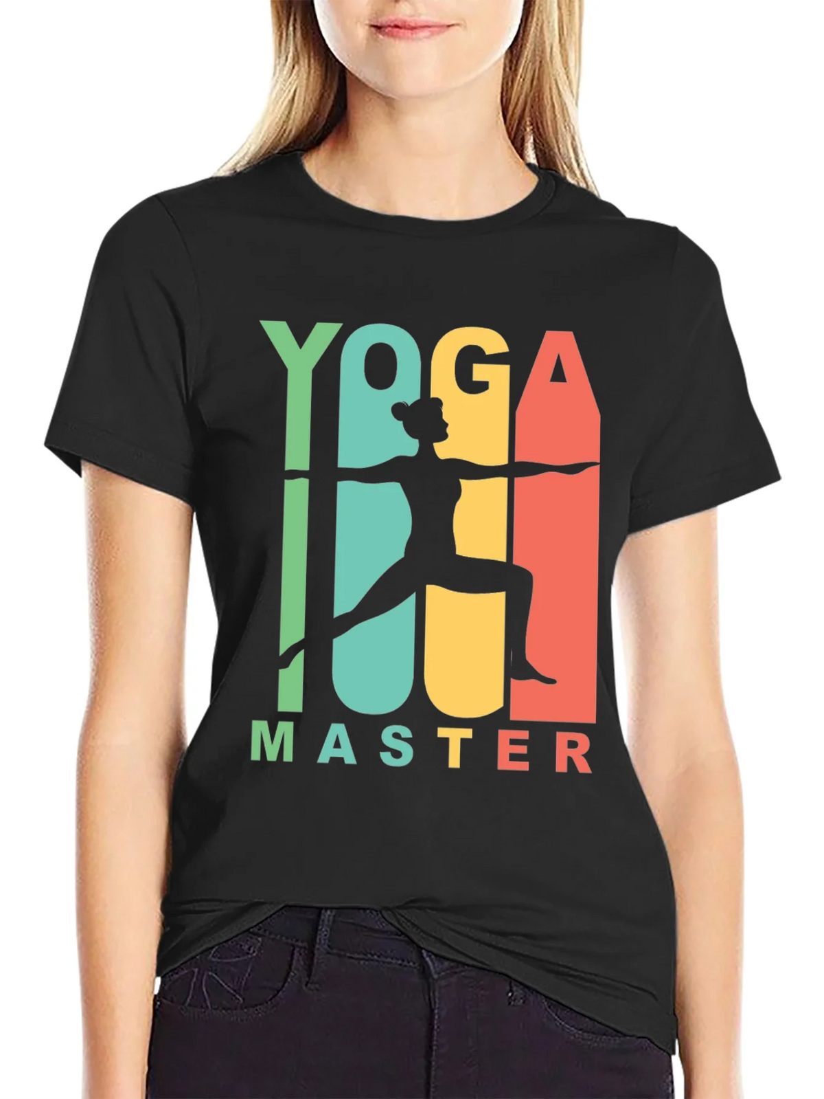 Yoga Master Graphic Tee - Black Cotton T-Shirt product image 5