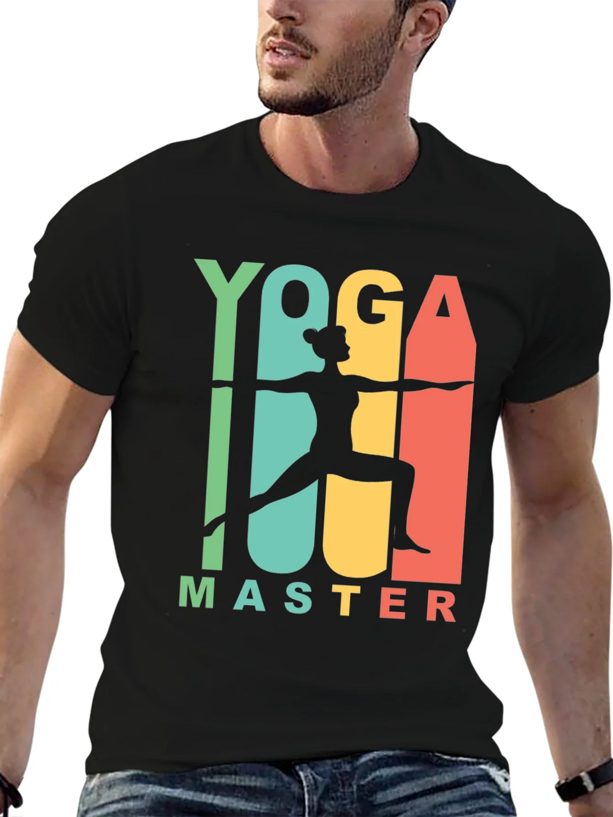 Yoga Master Graphic Tee - Black Cotton T-Shirt product image 9