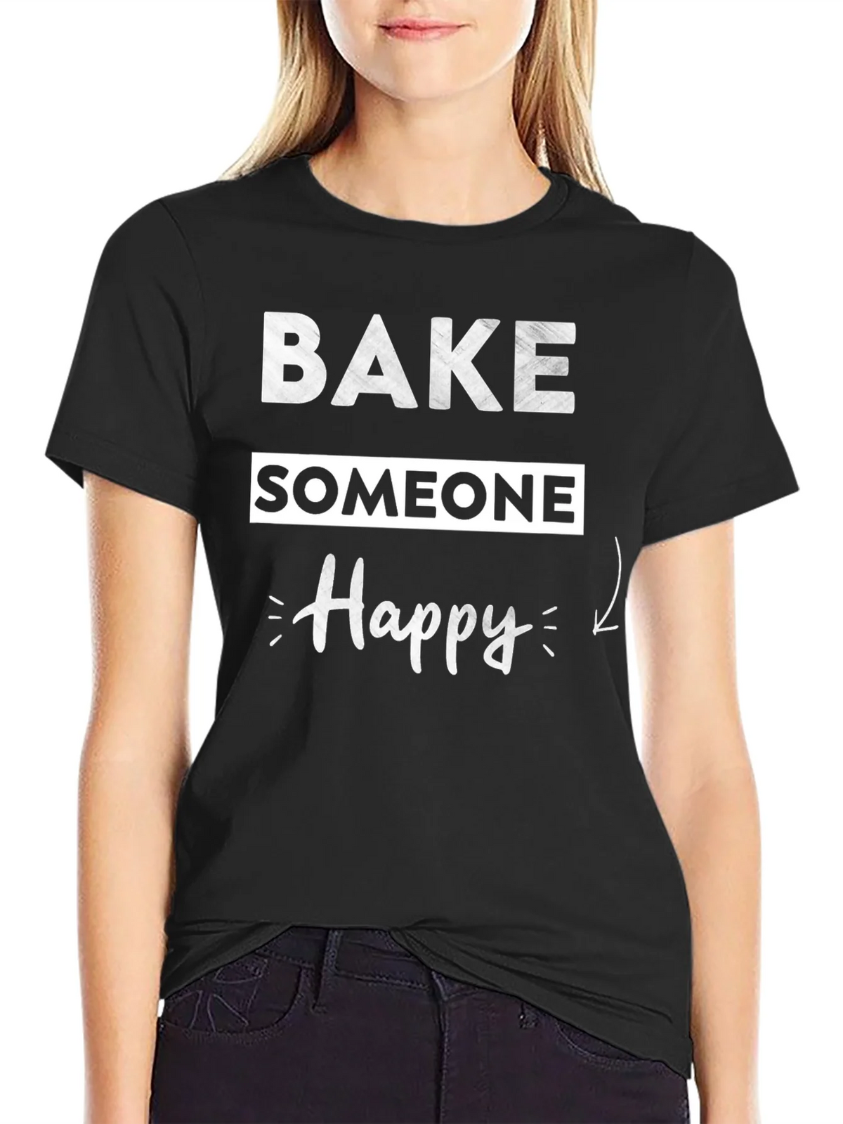 Bake Someone Happy Graphic T-Shirt - Black product image 5