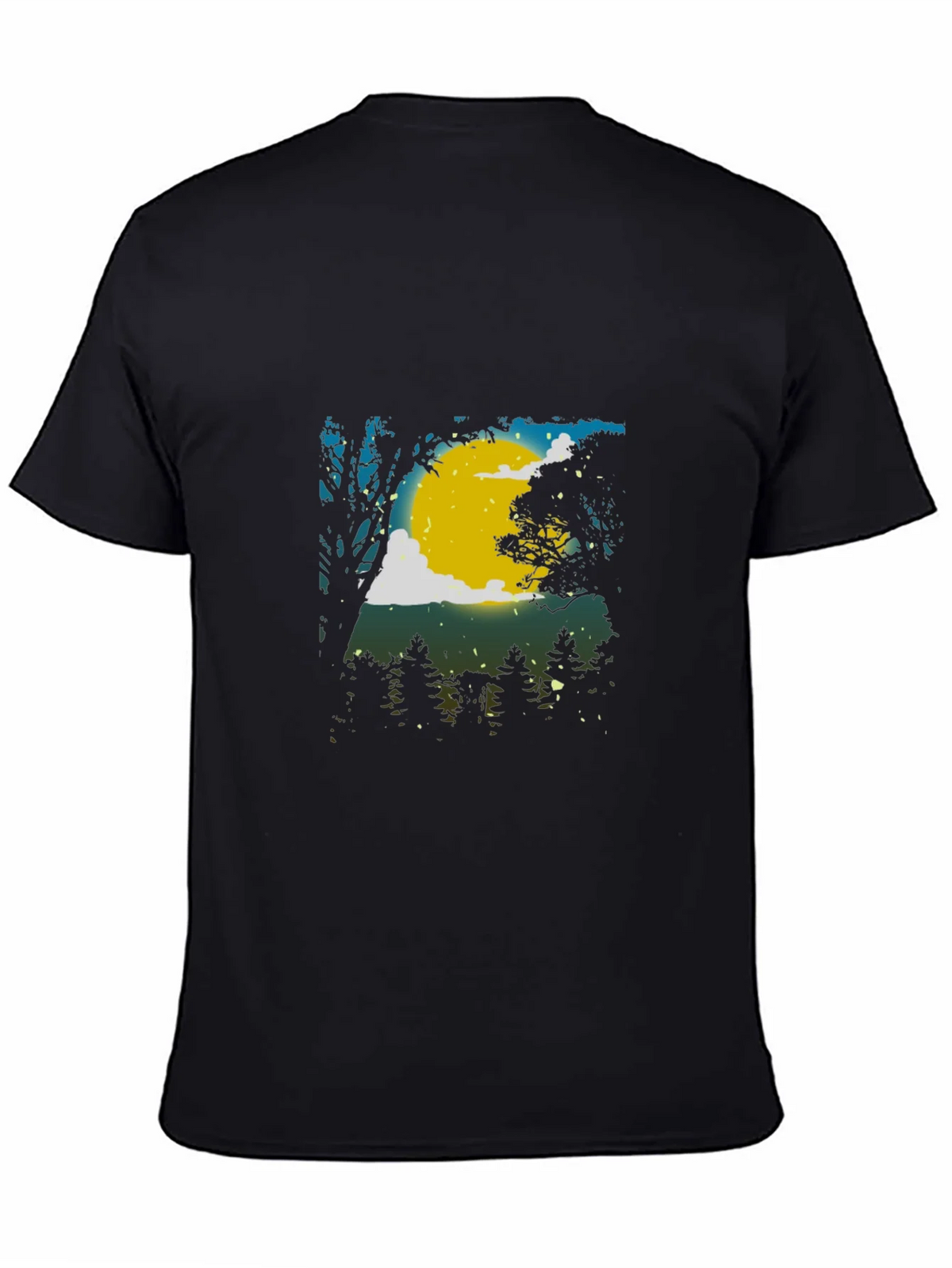 Moonlit Forest Graphic Tee - Black Cotton Blend product image 7