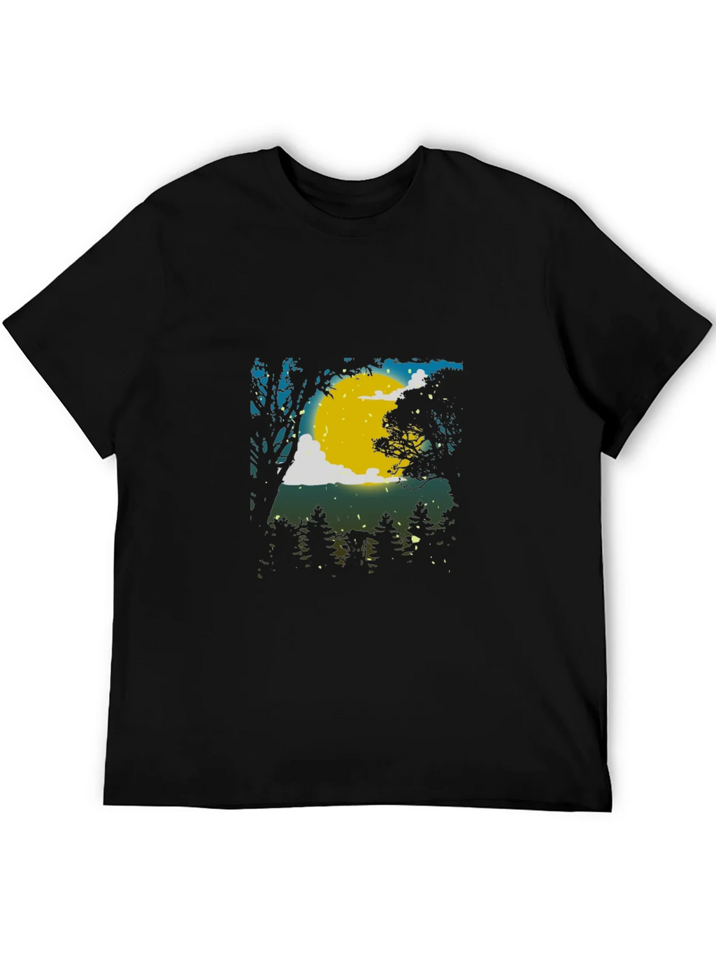 Moonlit Forest Graphic Tee - Black Cotton Blend product image 8