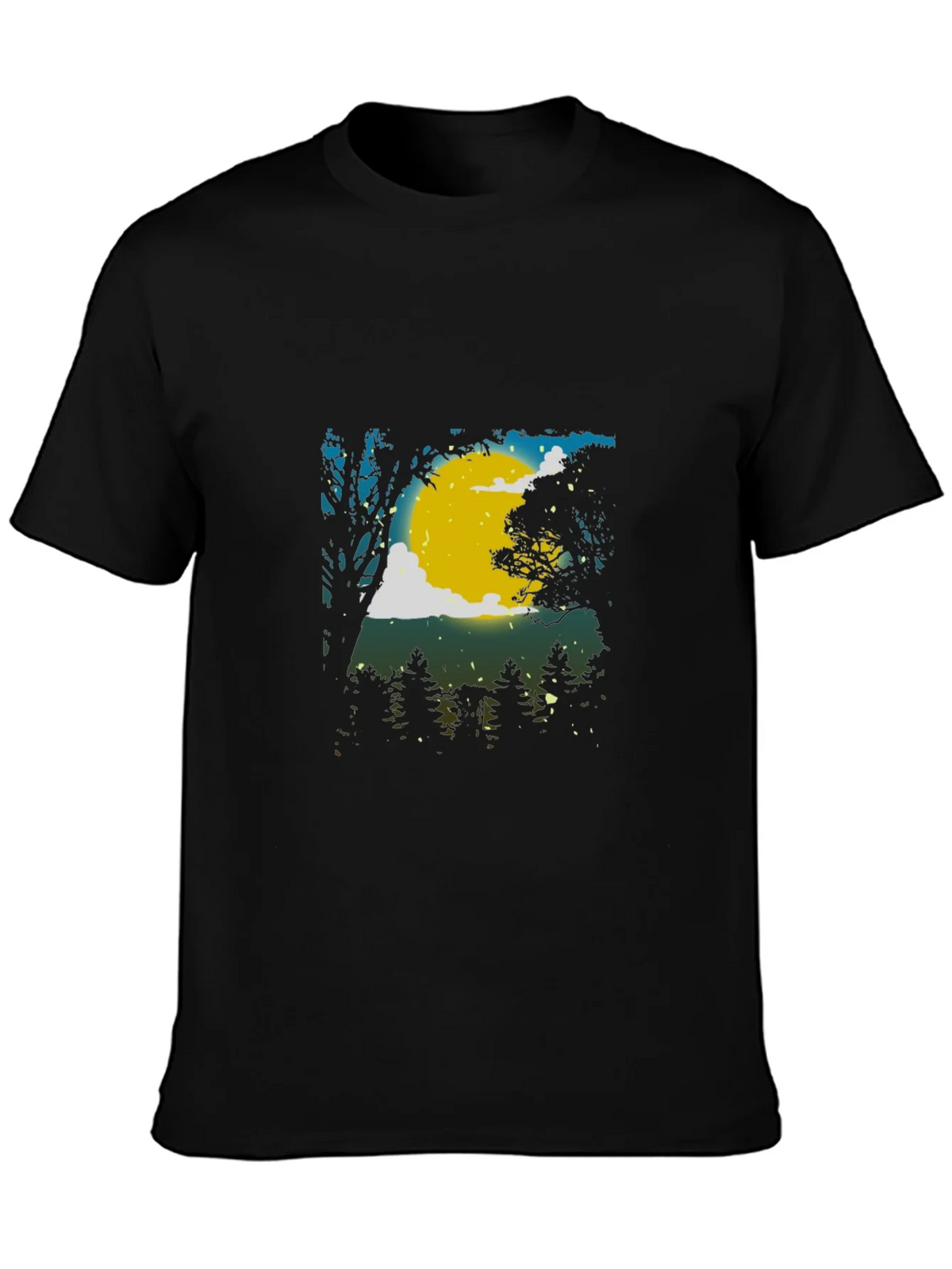 Moonlit Forest Graphic Tee - Black Cotton Blend product image 6