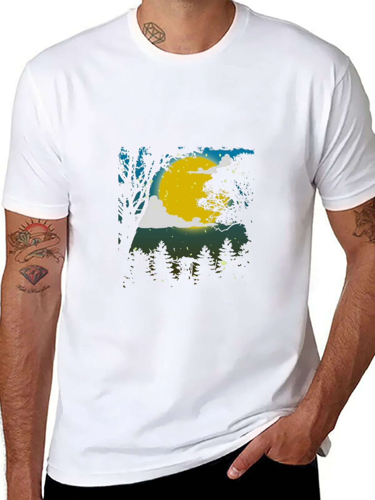 Moonlit Forest Graphic Tee - Black Cotton Blend product image 10