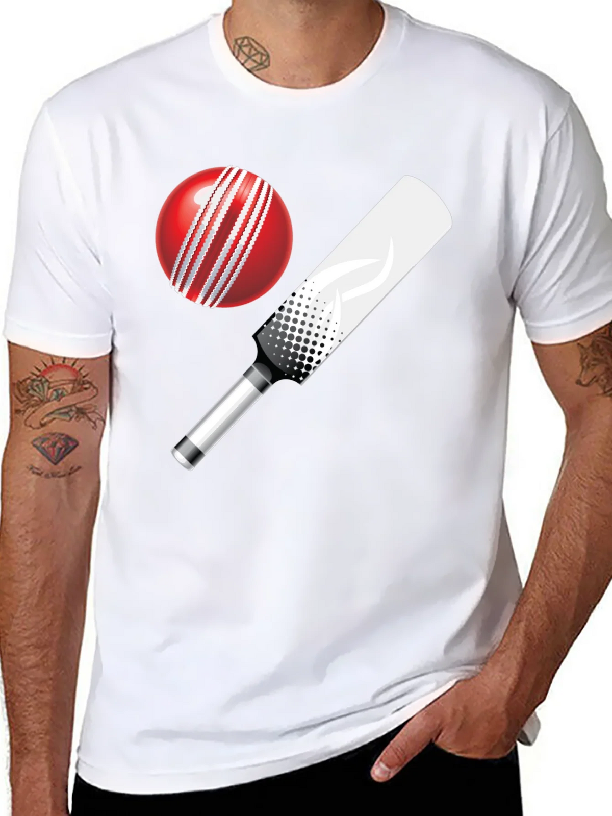 Cricket Ball and Bat Graphic T-Shirt product image 10