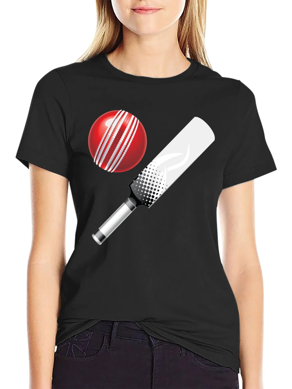 Cricket Ball and Bat Graphic T-Shirt product image 5