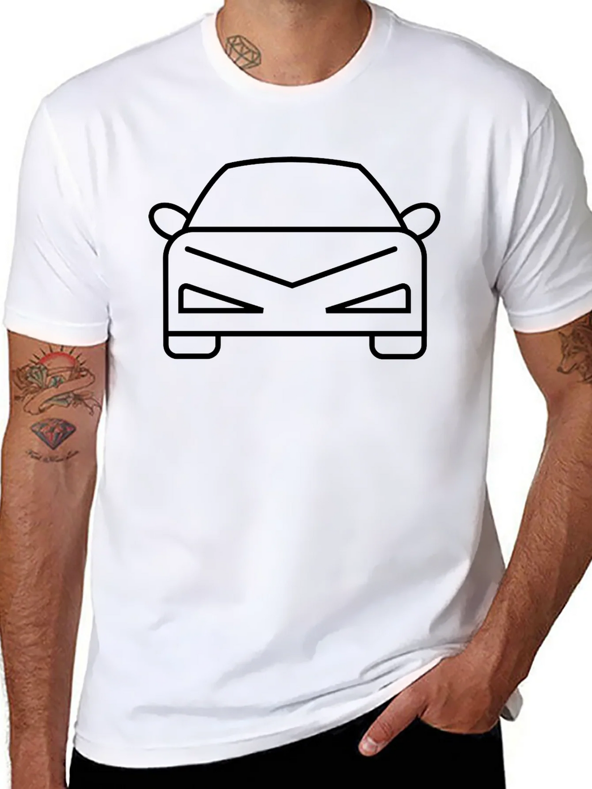 Cool Car Outline T-Shirt - Black product image 10