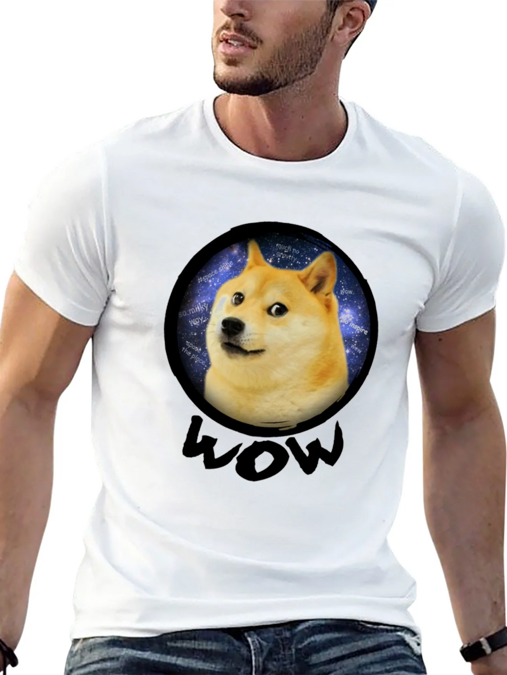 Doge Space Meme Black T-Shirt - Much Wow! product image 4