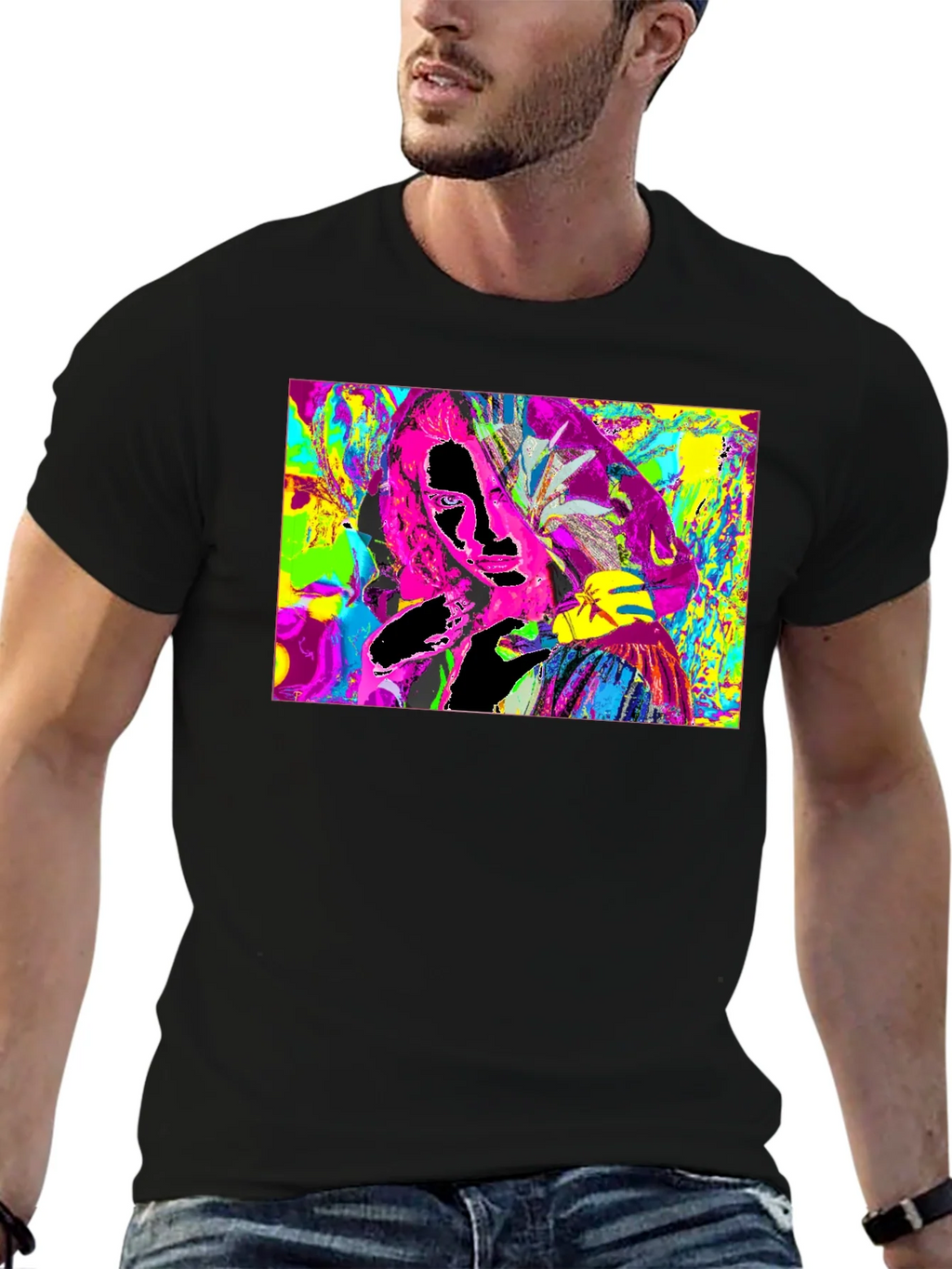 Vivid Abstract Graphic Print Crewneck T-Shirt product image 9
