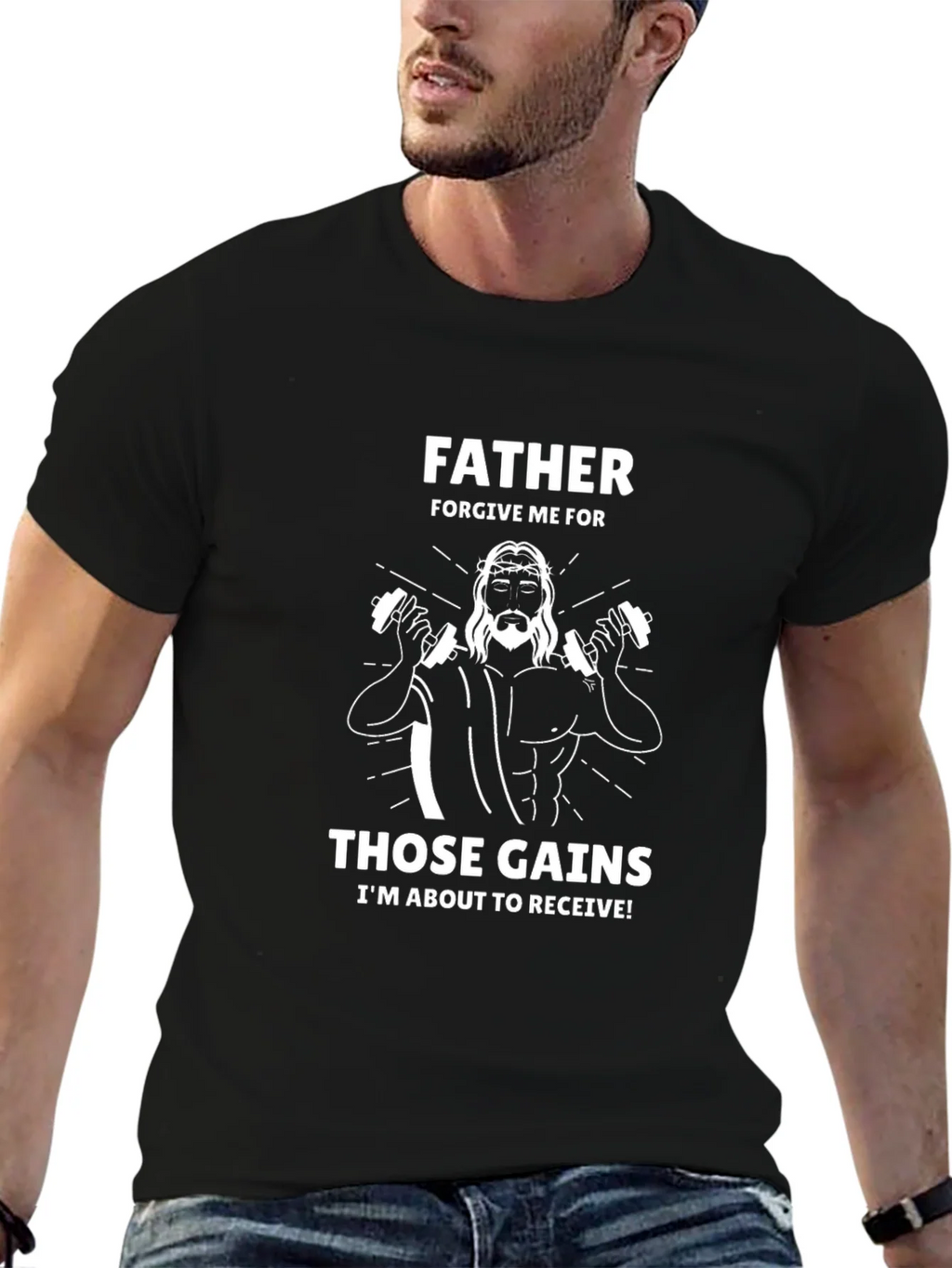 Father Forgive Me Those Gains Mens Graphic Tee product image 9