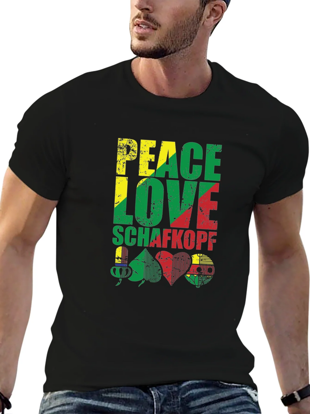 Peace Love Schafkopf Card Game Black T-Shirt product image 9