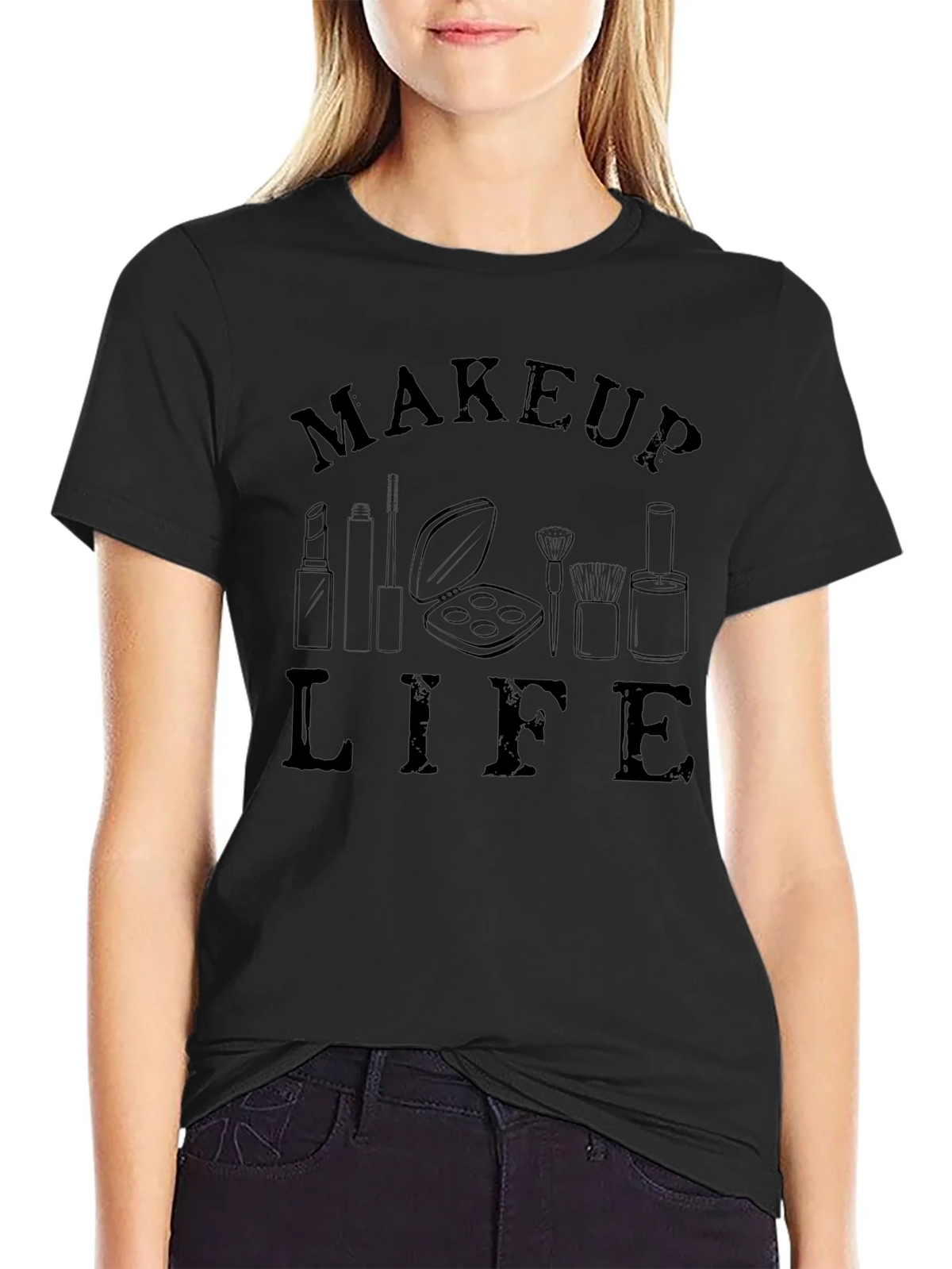 Makeup Life Graphic Tee - Black Short Sleeve T-Shirt product image 5
